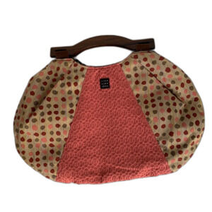 Lisa Lill Studio NWOT Wooden Handle Reversible Silk Handbag